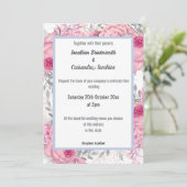 ELEGANT FLORAL PINK BLUE WHITWEDING KAART (Staand voorkant)
