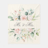 Elegant Floral Pink Blush Waterverf Mr. & Mrs. Fleece Deken (Voorkant)