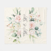 Elegant Floral Pink Blush Waterverf Mr. & Mrs. Fleece Deken (Voorkant (Horizontaal))