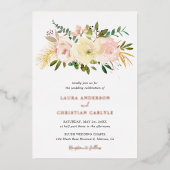 Elegant Floral Pink Blush Weddenschap Roos Gold Folie Uitnodiging (Voorkant)