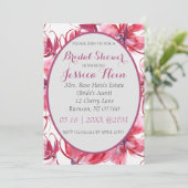 Elegant Floral Pink Bridal Shower Invitations Kaart (Staand voorkant)