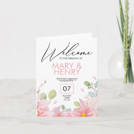 Elegant Floral Pink bruiloft nodigt briefkaart uit