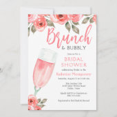Elegant Floral Pink Brunch & Bubble Vrijgezellenfe Kaart (Voorkant)