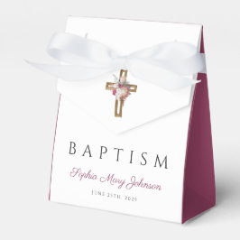 Elegant Floral Pink Cross Baptisme Bedankdoosjes