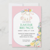 Elegant Floral Pink Easter Brunch Uitnodiging (Voorkant)
