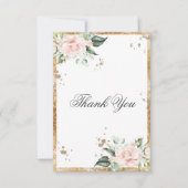 Elegant Floral Pink Gold Script Weddenschap Bedankkaart (Voorkant)