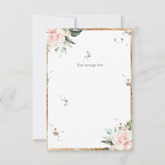 Elegant Floral Pink Gold Script Weddenschap Bedankkaart (Achterkant)