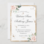 Elegant Floral Pink Gold Script Weddenschap Kaart (Achterkant)