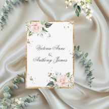 Elegant Floral Pink Gold Script Weddenschap
