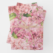 Elegant Floral Pink Hydrangea Pattern Inpakpapier Vel (In situ)