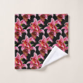 Elegant Floral Pink Oriental Lilies Bad Handdoek (Wasdoekje)