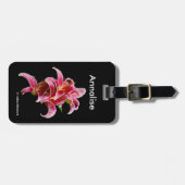 Elegant Floral Pink Oriental Lilies Bagagelabel (Voorkant horizontaal)