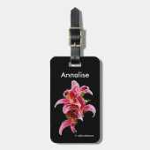 Elegant Floral Pink Oriental Lilies Bagagelabel (Voorkant verticaal)