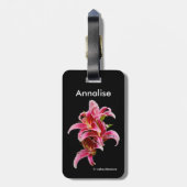 Elegant Floral Pink Oriental Lilies Bagagelabel (Achterkant verticaal)