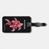 Elegant Floral Pink Oriental Lilies Bagagelabel (Achterkant horizontaal)