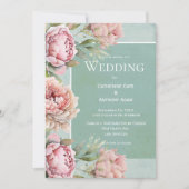 Elegant Floral Pink Peonies Waterverf Weddenschap Kaart (Voorkant)
