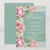 Elegant Floral Pink Peonies Waterverf Weddenschap Kaart (Voorkant / Achterkant)