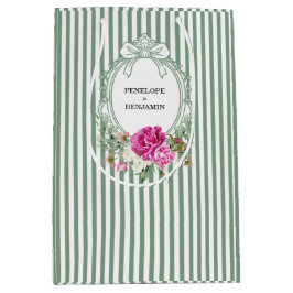 Elegant Floral Pink Peony Crest Wedding Medium Cadeauzakje