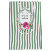 Elegant Floral Pink Peony Crest Wedding Medium Cadeauzakje (Achterkant)