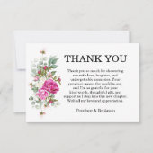 Elegant Floral Pink Peony Monogram Wedding Bedankkaart (Voorkant)
