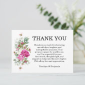 Elegant Floral Pink Peony Monogram Wedding Bedankkaart (Staand voorkant)