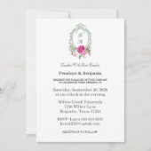 Elegant Floral Pink Peony Monogram Wedding Kaart (Voorkant)