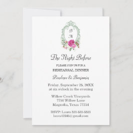 Elegant Floral Pink Peony Monogram Wedding Kaart