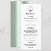 Elegant Floral Pink Peony Monogram Wedding Menu (Voorkant / Achterkant)