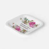 Elegant Floral Pink Peony Monogram Wedding Papieren Bordje (Gebogen)