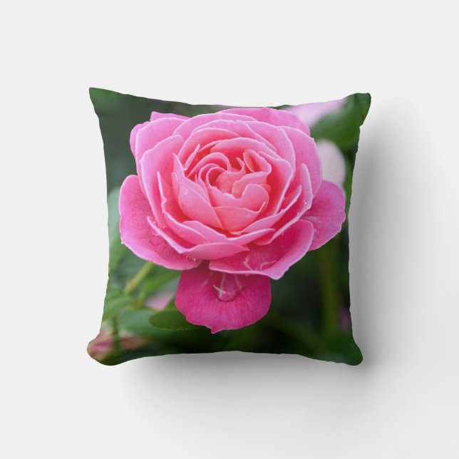 Elegant Floral Pink Rose Garden Accent Pillow Kussen (Voorkant)
