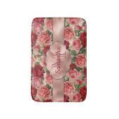 Elegant  Floral Pink Rose Gold Monogramed Badmat (Voorkant Verticaal)