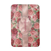 Elegant  Floral Pink Rose Gold Monogramed Badmat (Voorkant Verticaal)