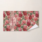 Elegant Floral Pink Rose Gold Monogramed Handdoek (Handdoek)