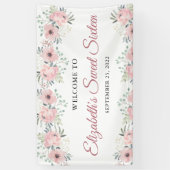 Elegant Floral Pink Rose Gold Sweet Sixteen Spandoek (Verticaal)