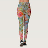 Elegant Floral Pink Rose Pattern Leggings (Achterkant)