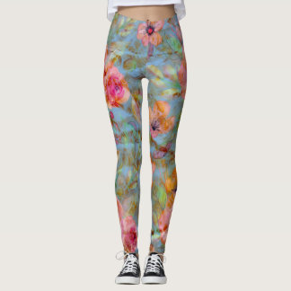Elegant Floral Pink Rose Pattern Leggings