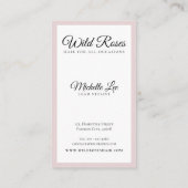 Elegant Floral Pink Roses Haarstylist Visitekaartje (Achterkant)