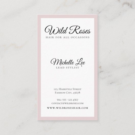 Elegant Floral Pink Roses Haarstylist Visitekaartje (Achterkant)