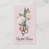Elegant Floral Pink Roses Haarstylist Visitekaartje (Voorkant)
