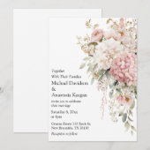 Elegant Floral Pink script Wedding Invitation Notitiekaartje (Voorkant / Achterkant)