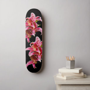 Elegant Floral Pink Stargazer Oriental Lilies Persoonlijk Skateboard