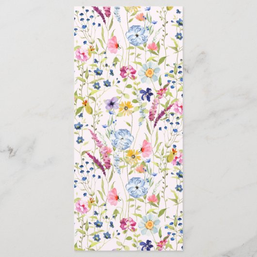 Elegant Floral Pink Vrijgezellenfeest Menu (Achterkant)