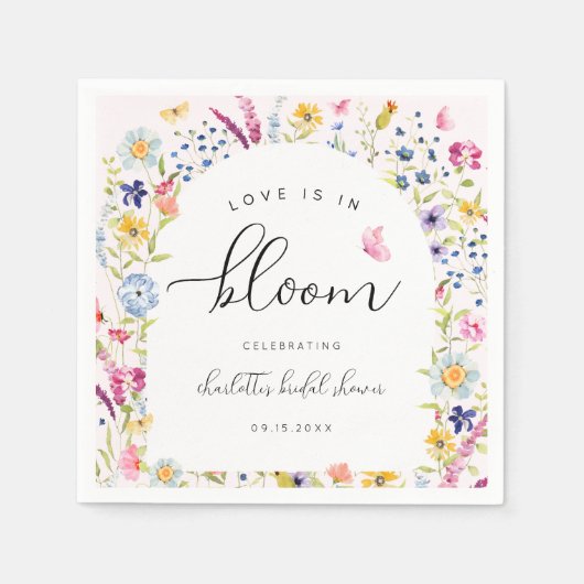 Elegant Floral Pink Vrijgezellenfeest Servet (Voorkant)