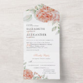Elegant Floral Pink Waterverf Wedding All In One Uitnodiging (Binnen)