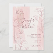 Elegant Floral Pink Waterverf Wedding Kaart (Voorkant)