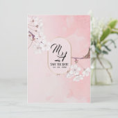 Elegant Floral Pink Wedding Uitnodiging (Staand voorkant)