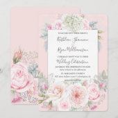 elegant-Floral Pinks Grijze Kleurpapier Kaart (Voorkant / Achterkant)