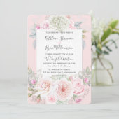 elegant-Floral Pinks Grijze Kleurpapier Kaart (Staand voorkant)