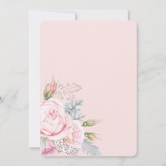 elegant-Floral Pinks Grijze Kleurpapier Kaart (Achterkant)