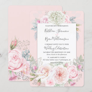  elegant-Floral Pinks Grijze Kleurpapier Kaart